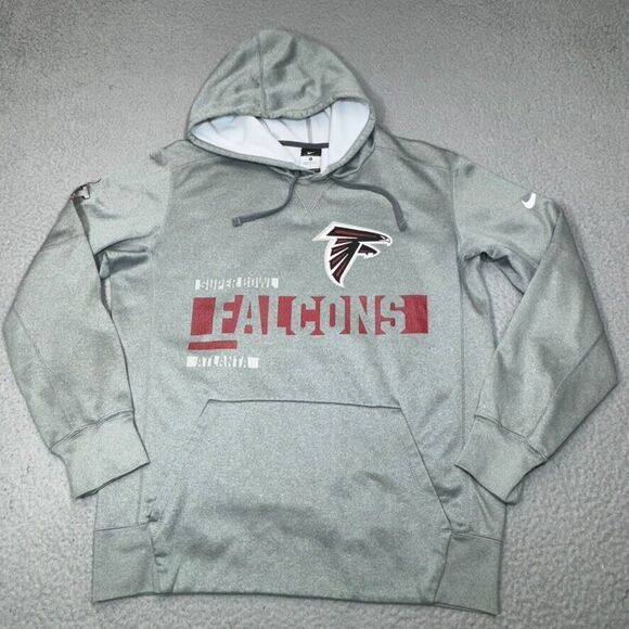 Atlanta Falcons Hoodie Men Medium Gray Nike Super Bowl LI 2017 Sweatshirt NFL - Picture 1 of 14